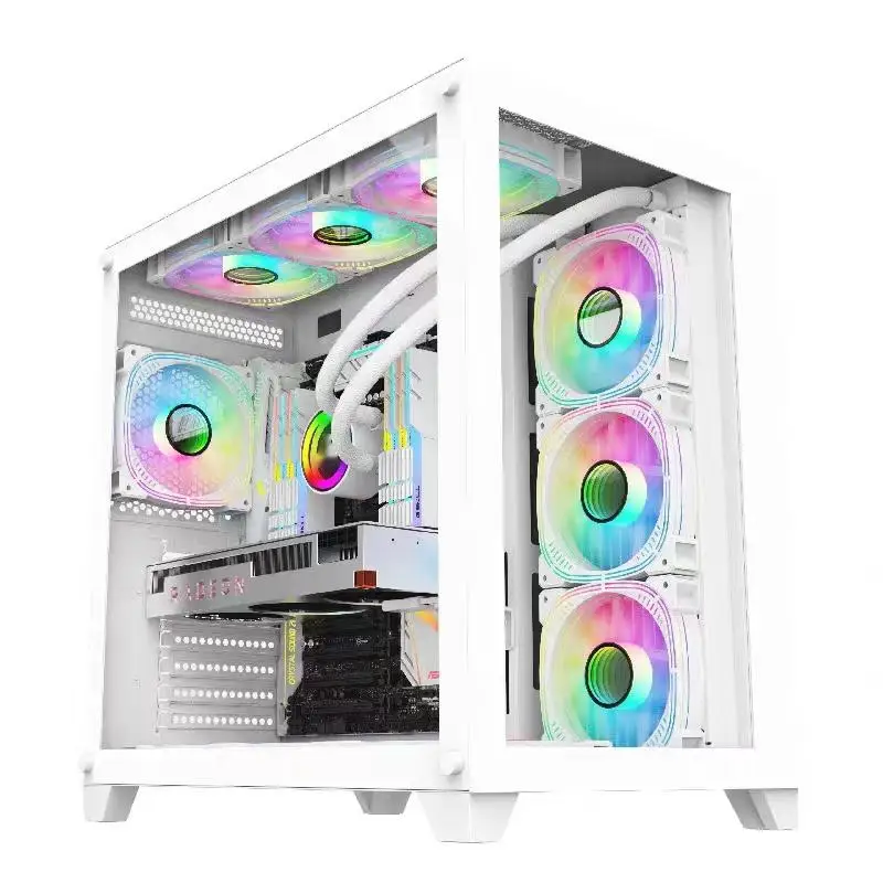 2023 High Quality Gaming PC Desktop Computer Gaming ITX Case wide cube Computer Case & Towers double chamber Cabinet