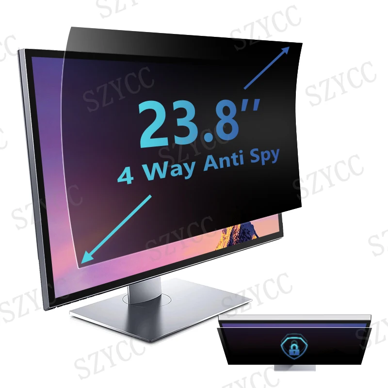 4 Way Anti Peep Computer Privacy Screen Filter 23.8 inch Removable 16:9 Widescreen Monitor Anti Glare Blue Light Privacy Shield