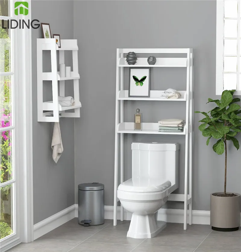 Bamboo Wooden Bathroom Storage Shelf, Over Toilet Rack Expandable Shelf Bamboo Toilet Storage Rack