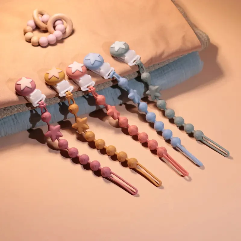 Customized Color Food Grade Silicone Baby Pacifier Wholesale Pacifier Clip Chain High-quality Baby Silicone Teether Chain