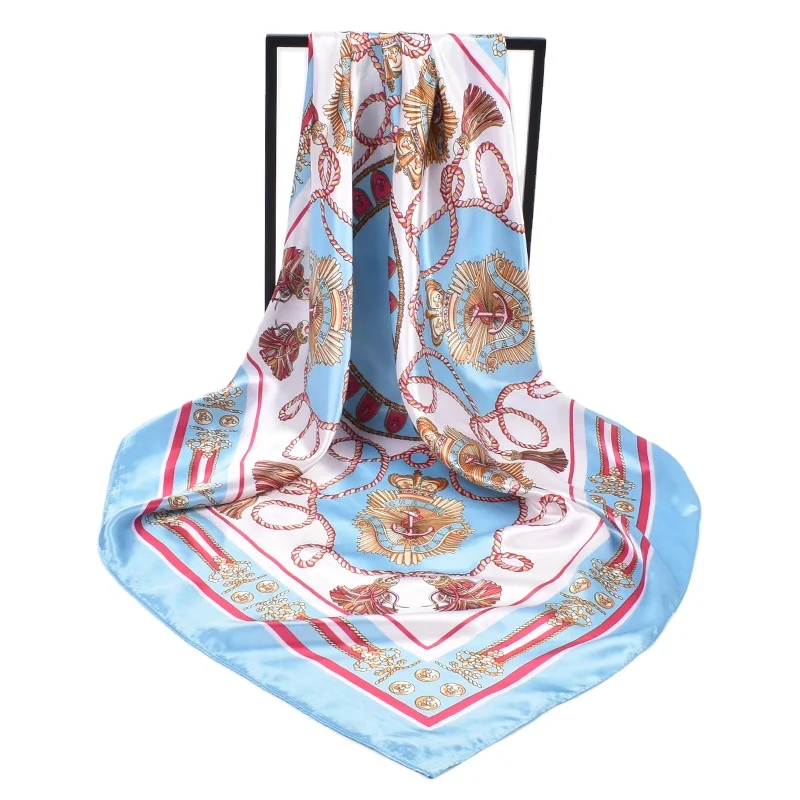 wholesale 35 inch Silk Feeling Scarf Square Satin polyester luxury  Head Scarf  for Women sleeping Malaysia hijab shawls