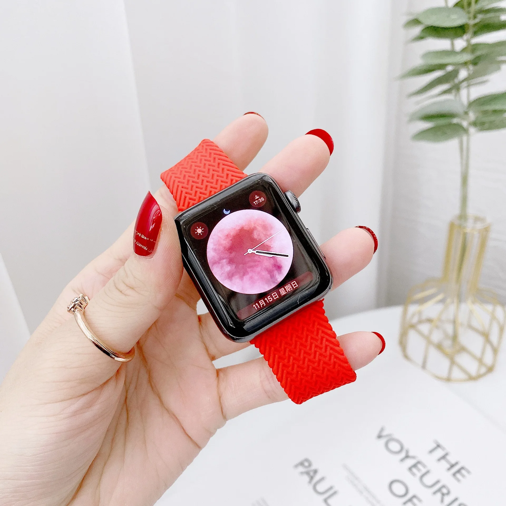  Силиконовый эластичный плетеный шнур соло петли с клеем для Apple iWatch серии 6 ремень браслет pulsera прокладывания проводки con