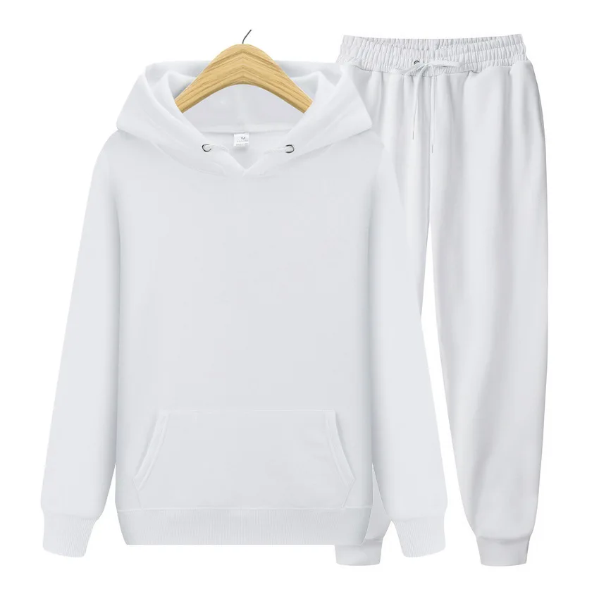  Custom Logo Women/Men Winter Long Sleeve Crew Neck Hoodie Top Causal Trousers Set Fashion Latest Design Tracksuit 15