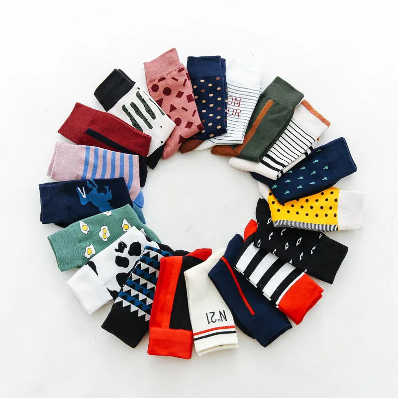 Eco-friendly Men Socks Cotton Cartoon Mathematical Graphics stripe Novelty Mid-calf Funny Socks