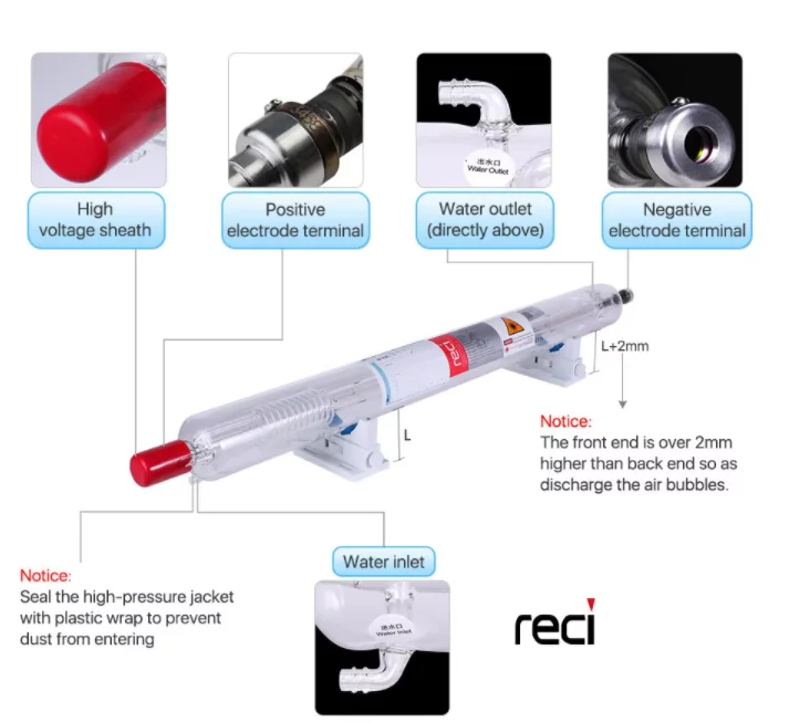 CO2 Лазерная стеклянная трубка 130 Вт длительный срок службы для термообработки и