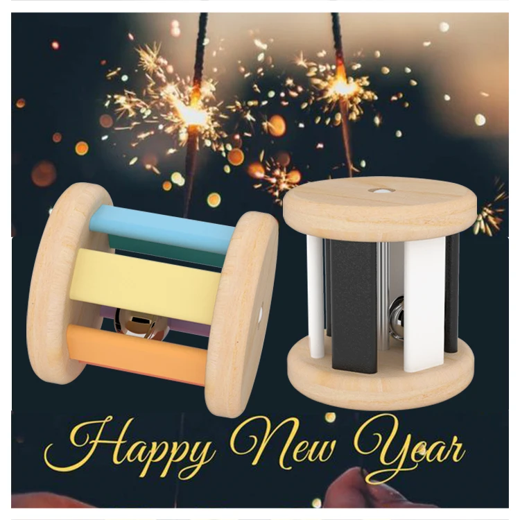 Montessori Ball Cylinder Rolling Drum  Bell With Wooden Handle Baby Musical Toys Intellectual Development Educational Toys