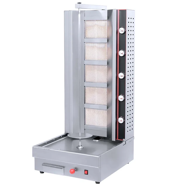 Hot Sell Gas 5- burner Commercial Automatic Multi-functional Kebab Doner Shawarma Grill Machine Price For Sale
