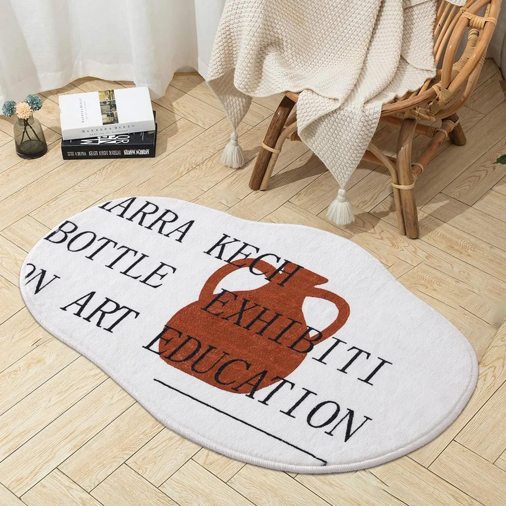 Custom washing room bathroom rug floor mats irregular door mat soft faux fur shag rug washable anti slip bathmat