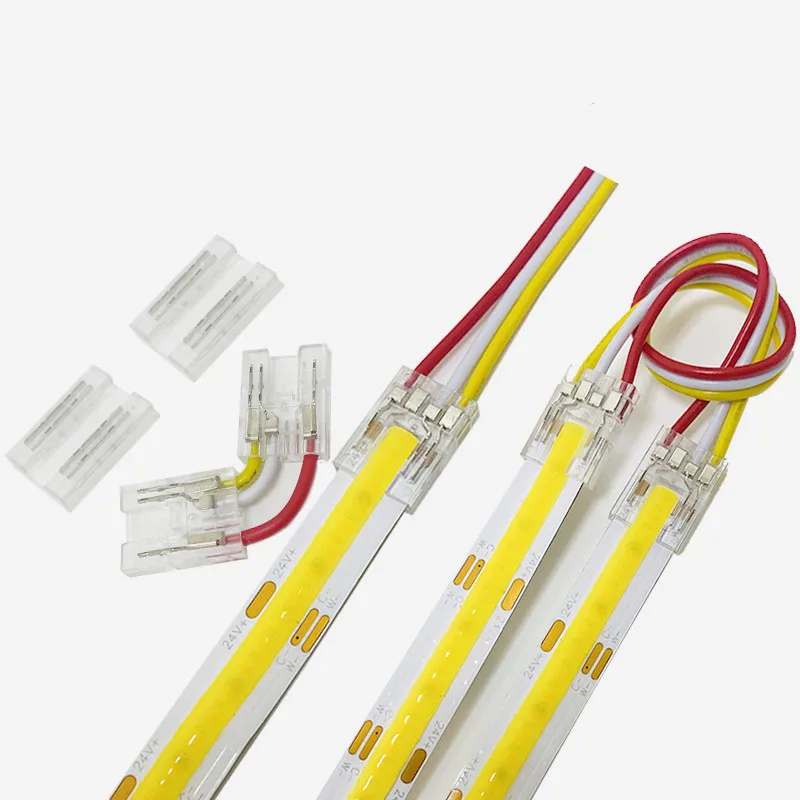 cob led strip connector corner 6mm 8mm 10mm 2 pin or 3pin  strip to wire led strip light  Fast connector