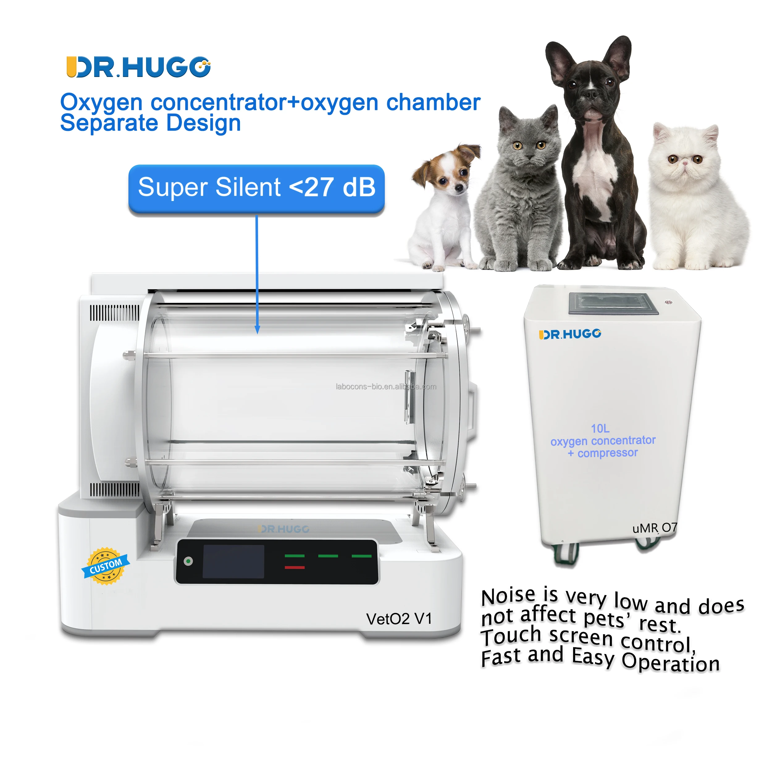 DR.HUGO VetO2 V1 Best selling Hard shell Vet hyperbaric oxygen therapy chamber For 1-2 small animals  Hyperbaric oxygen Chamber