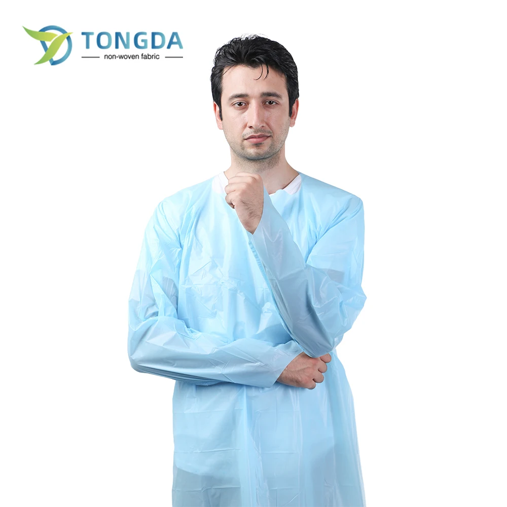 Disposable standard Thumb Loop CPE Gown with Long sleeves