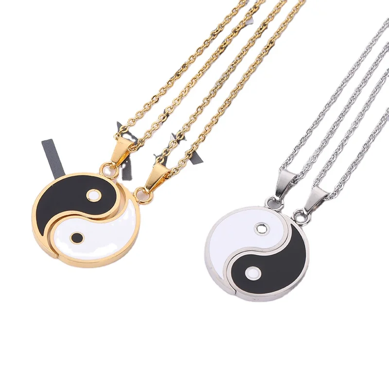 Hot selling stainless steel yin  yang necklace men and women gossip pendant couple necklace personality Tai Chi necklace