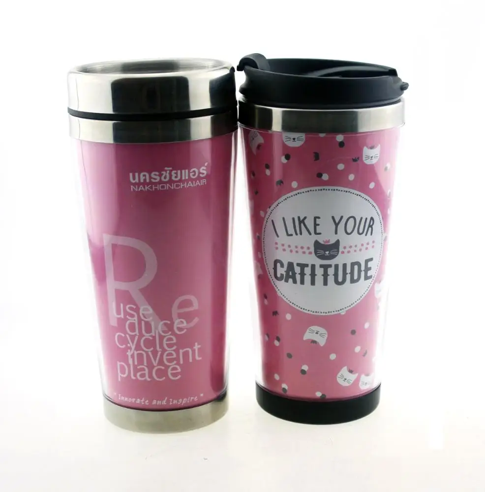 Travel Coffee Mug with photo insert travel mug Insulated Tumbler Cup 16oz 2 type leakproof lid
