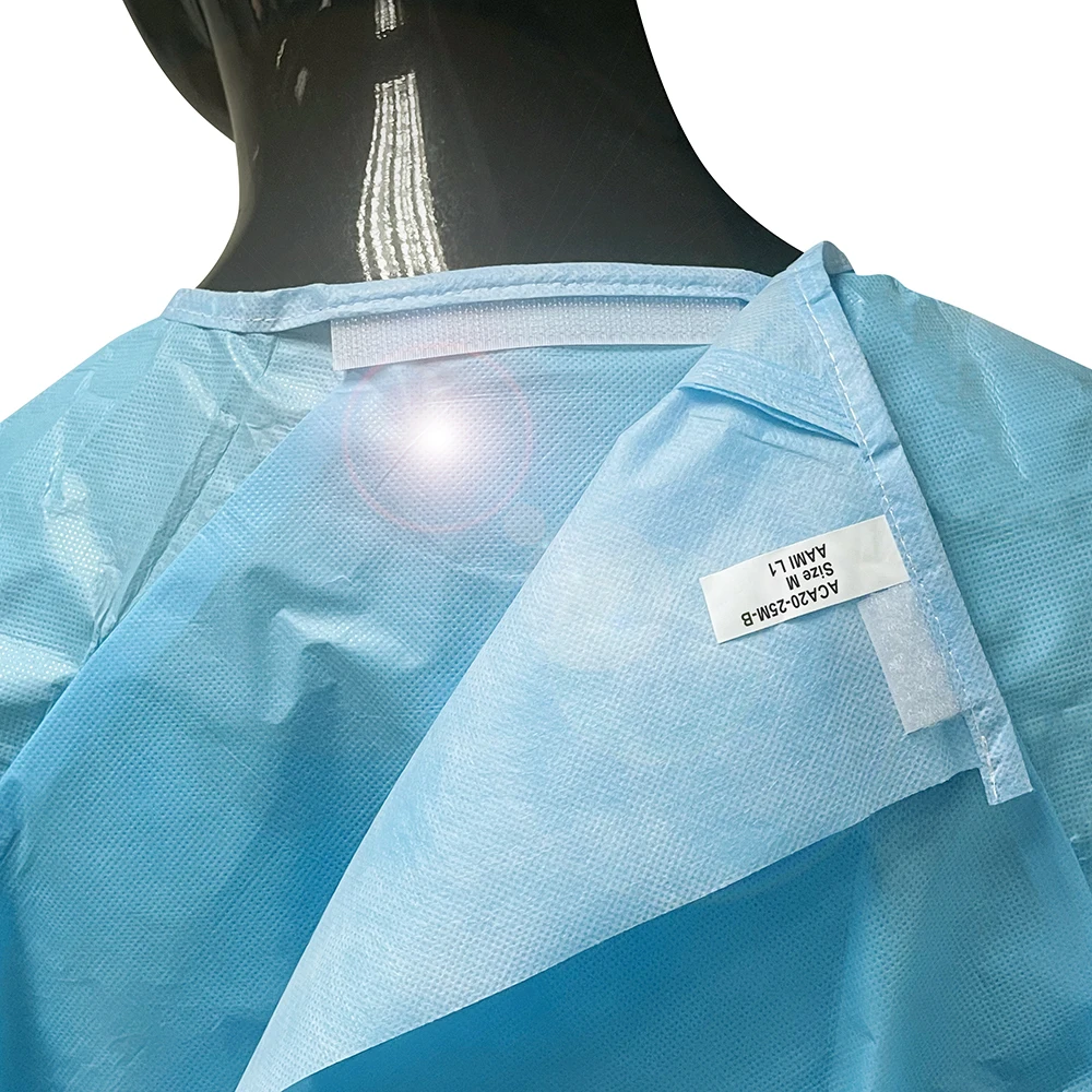 Low Moq Fashion Disposable Water Proof Non Woven Long Sleeve Level 1 Gown For Adult