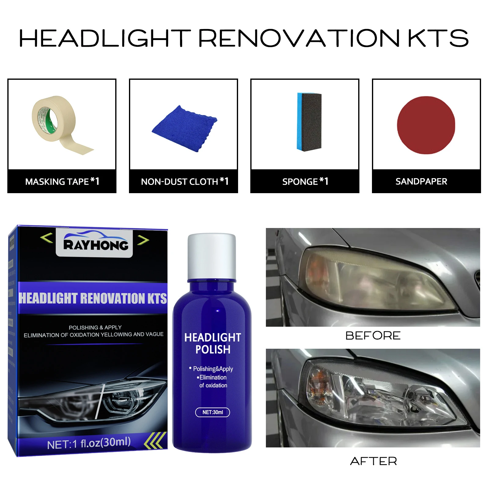 Rayhong Headlight Renovation Polishing Headlight Repair Kit Multipurpose Tools To Repair Headlight