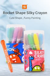 Sunny Art 12 Colors Rocket Shape Non Toxic Twistable Silky Crayons Water Soluble Krayon Dapat Diputar 12 Warna
