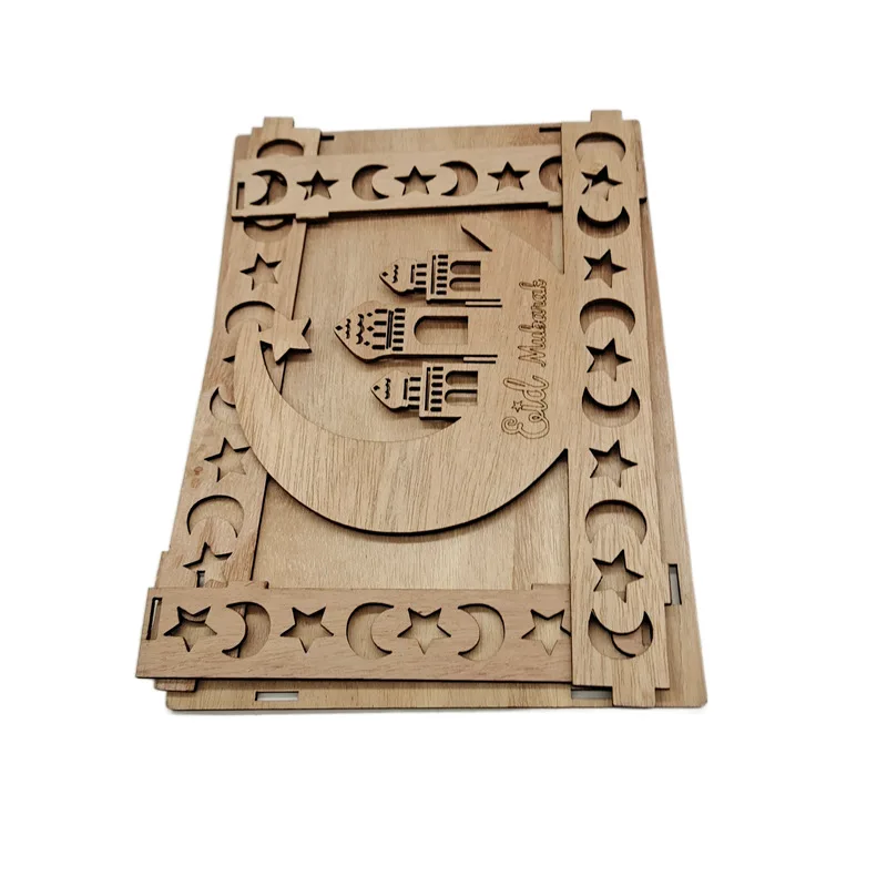 Wooden Eid al Fitr table decorations Ramadan food tray