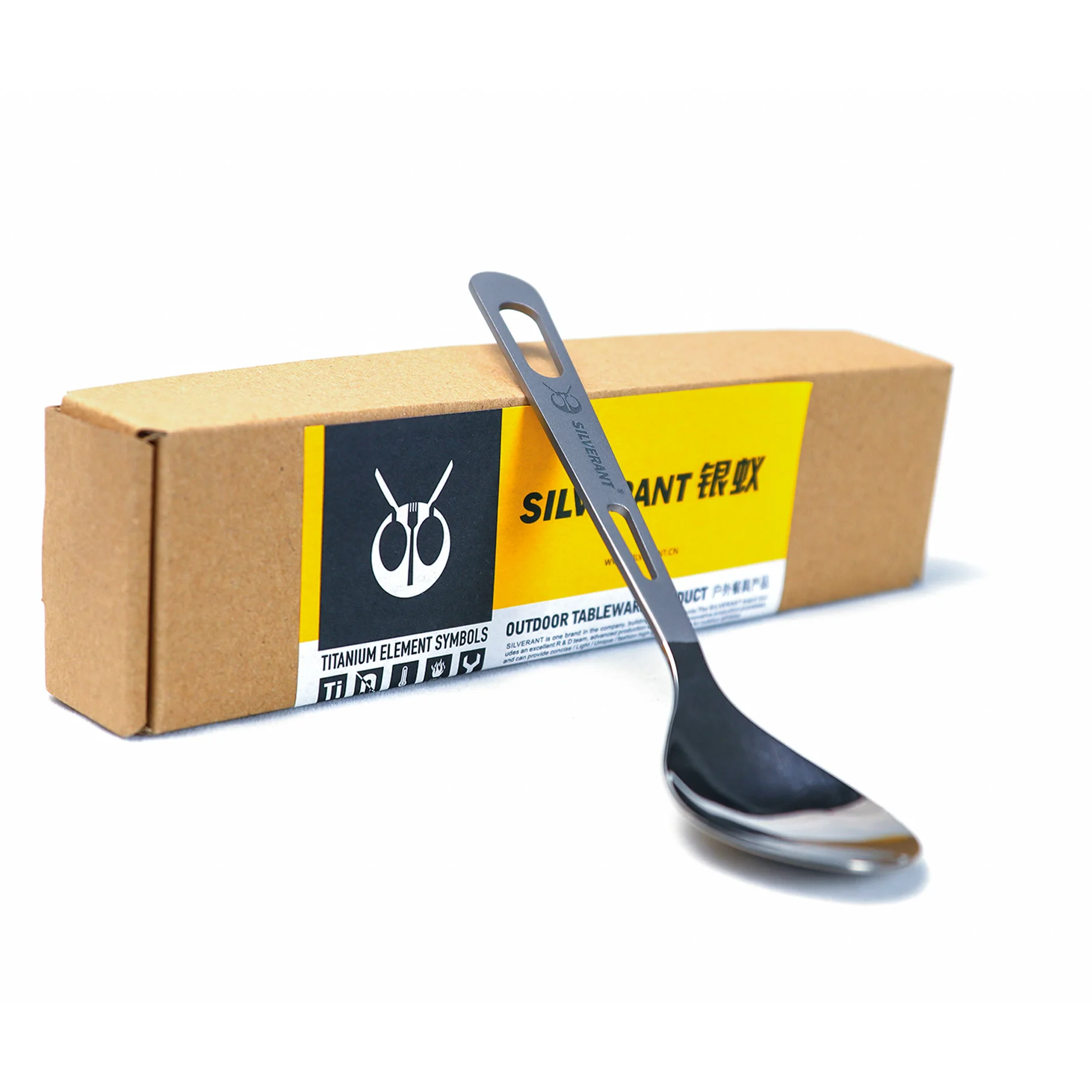 
High quality titanium outdoor spoon semi polished silverant 