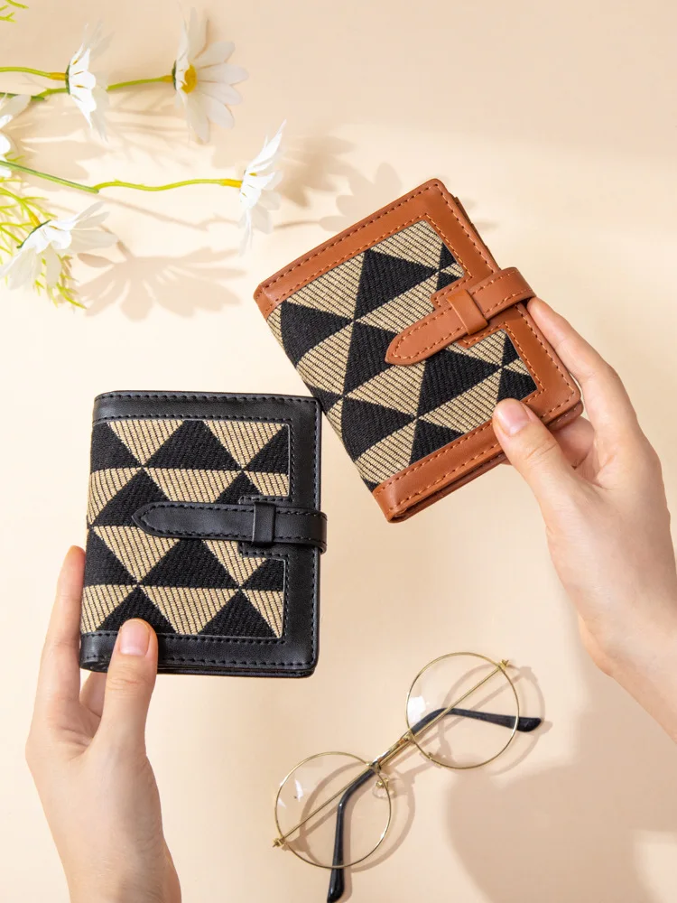 Hot Selling Classic Plaid Short  Wallet Mini Cash Card Holder Women Designer Portable Coin Pocket Purse
