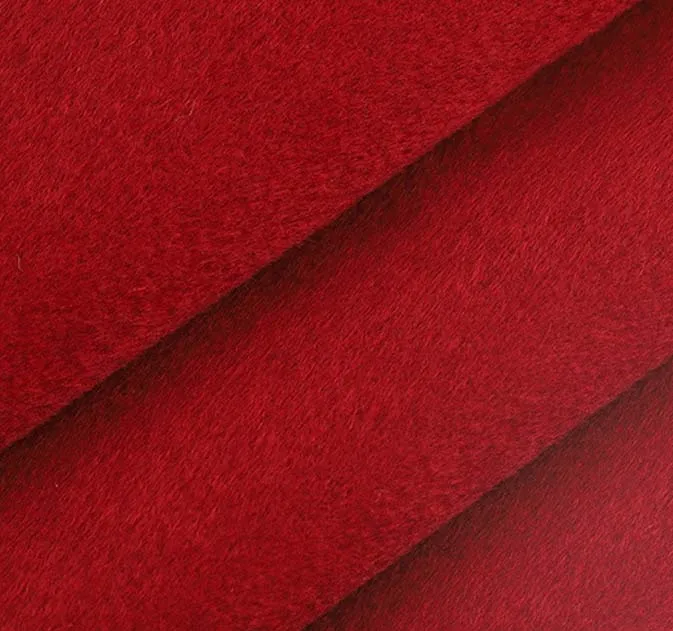 Full wool peony red doublesided woolen fabric for coats and woolen fabrics sourced from the manufacturer Wool Shun Woolen fabric