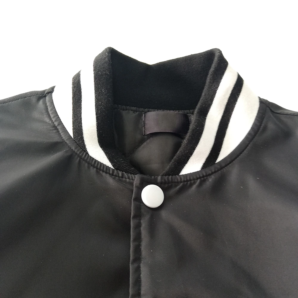 Autumn winter wear quilted warm keeper baseball collar contrast color sleeves patch logo men jackets