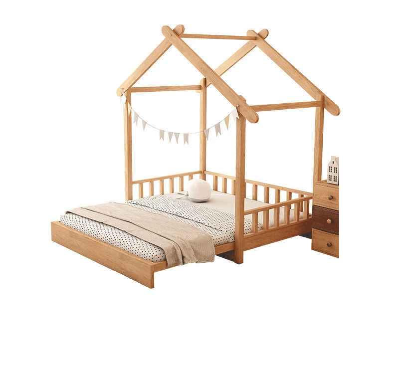 Hot Selling Modern Portable Wood Color Baby Cribs Kids House Wooden Baby Cot Bed