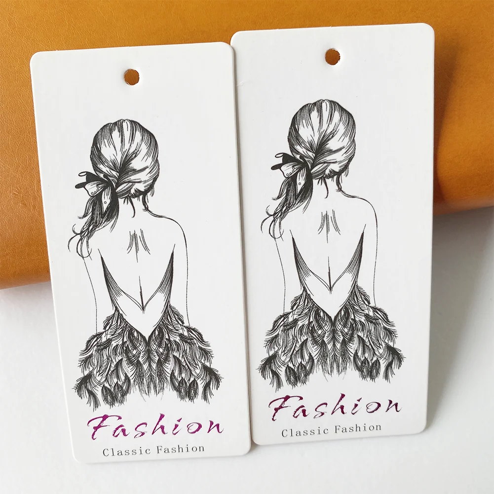 FSC Custom Logo Black Hot Stamping Special Paper Hang Tag String for Clothing, Custom Hang Tag