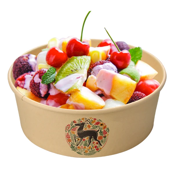 biodegradable kraft and take away Bamboo Disposable salad  Bowls with Clear PET lid