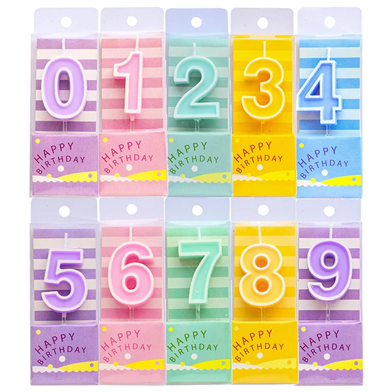 new design birthday green number candle cartoon paraffin wax number candle for birthday party