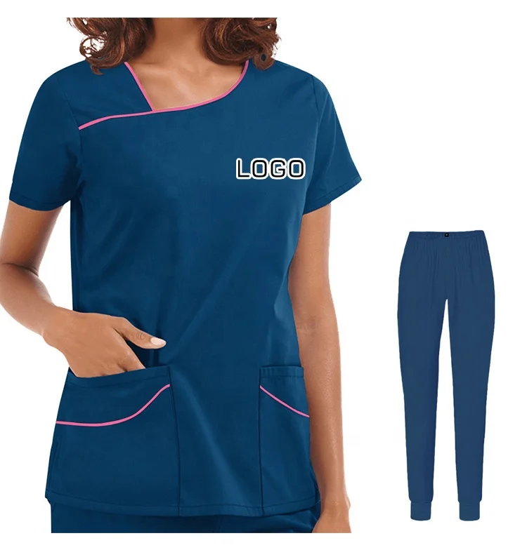 Custom Wholesale Manufacturer Hospital Uniform Women Scrub Top And Jogger Scrub Pants Nurse Medical Scrubs Set