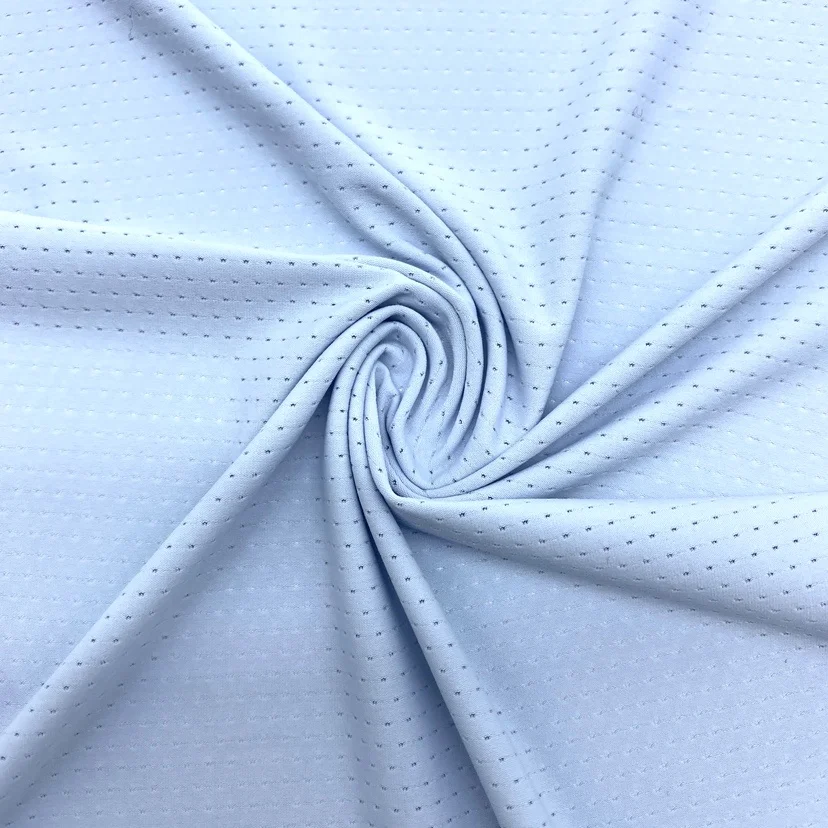 Light blue  16%spandex and 84%nylon  Breathable and quick-drying fabric for sports T-shirt fitness sportswear