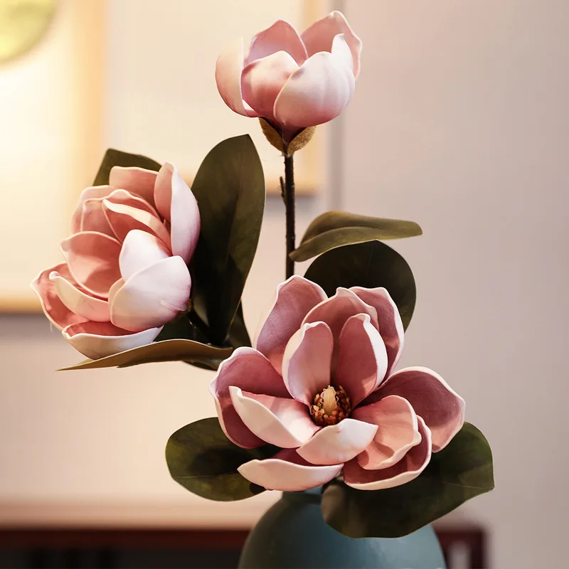 Sevenstar Beautiful 3 Head Magnolia Real Touch Wholesale Magnolia Artificial Flower For  wedding Table Centerpiece Decoration