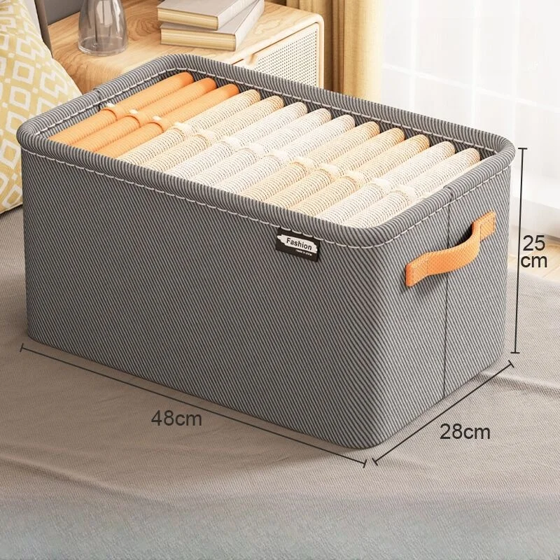 New Clothes Storage Basket Thickened Steel Frame Storage Box Sundries Clothing Pants Storage Artifacts Home Dormitory Necessary