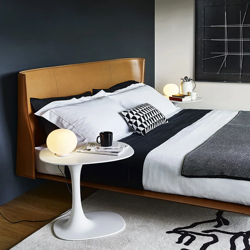 Hot Sale Customized Italian Minimalism Design Bedroom Furniture Bedroom King Size Leather Bed