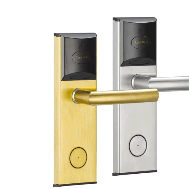 Silver and Gold smart rfid hotel lock system home hotel electronic door handle lock smart hotel door lock system price