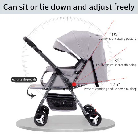 JXB New Design Antique Can Sit And Lie Down Four Wheel Suspension Easy Fold Twin Baby Stroller For Two Kids
