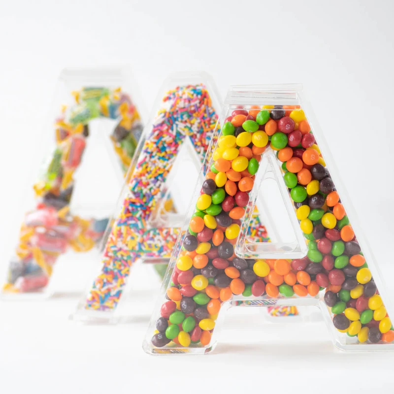 Acrylic Initial Candy Letter fillable letters with you favorite candy Stand or wall mounted Letters