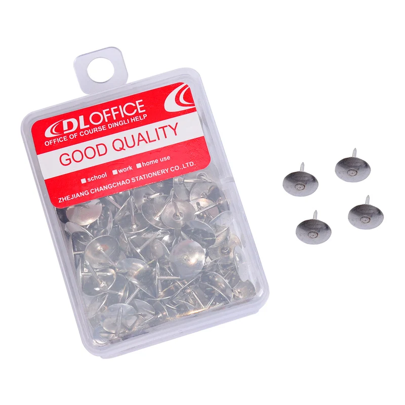 Горячая Распродажа, Прямая продажа с завода, пластиковая коробка, металлические штанги для больших пальцев, 100 шт. в коробке, офисные штанги для больших пальцев