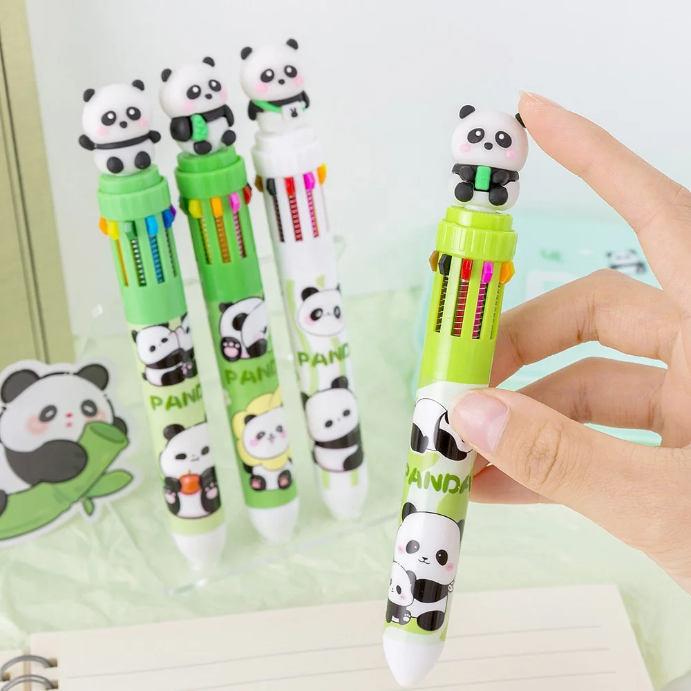 Promotional school gifts kids cartoon cute10 color ballpoint pens panda