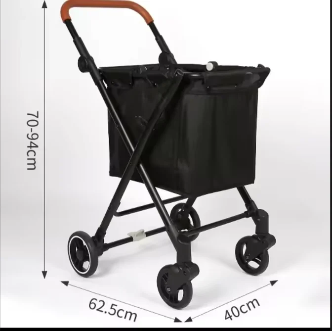 New Model Lightweight  Reusable Shopping Cart Hard Wearing Trolley Shopping Folding Cart