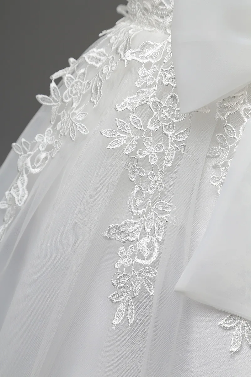 Sleeveless kid girl dress party pretty princess communion dress white