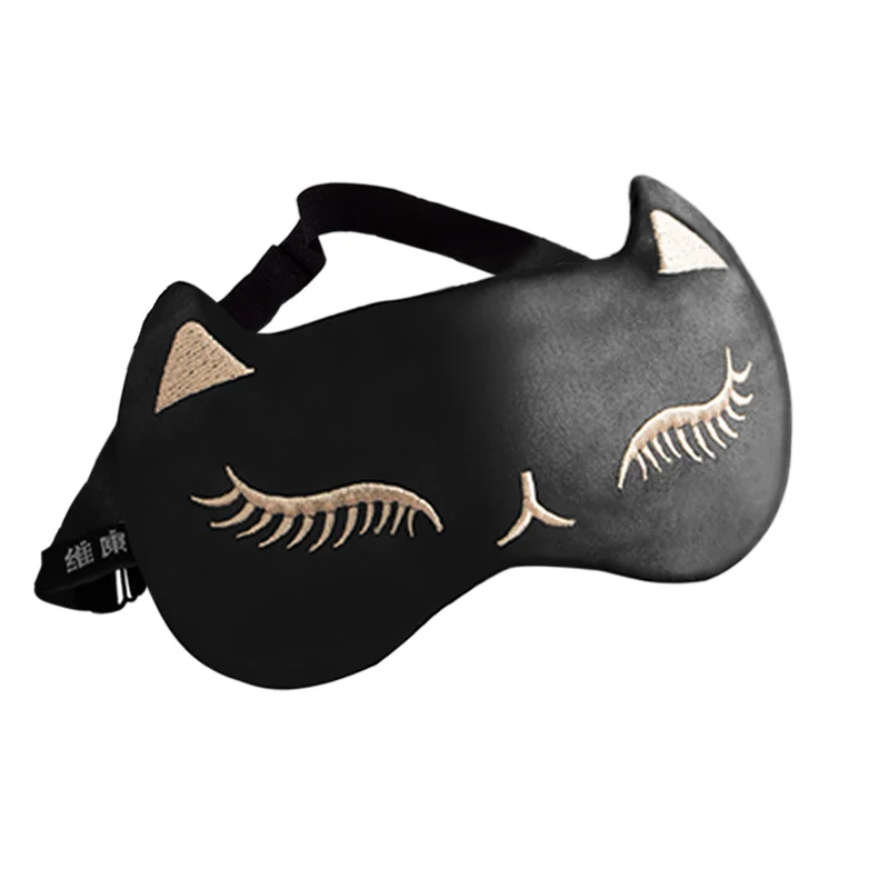 Hot Selling Sleep Eye Masks Cute Cat Silk Sleep Eye Cover Lightweight Adjustable Eyeshade Mask Cover Travel