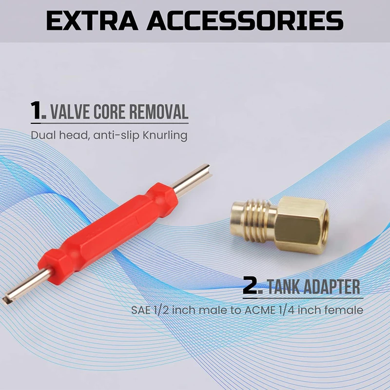 7PCS A/C R134A Adapters with Puncture 134A Can Tap Tank Adapter and Valve Core Remover