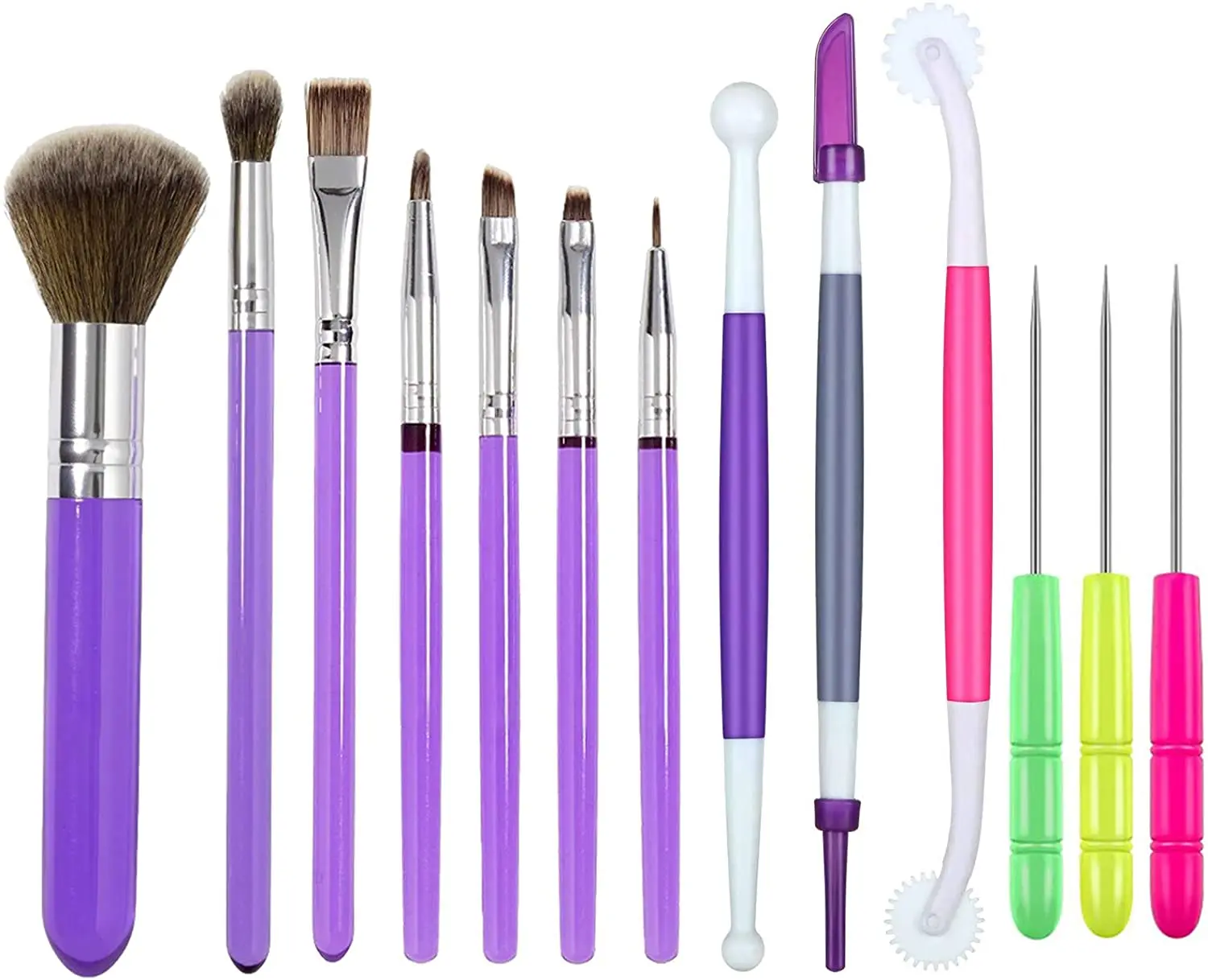 13 Pcs Cookie Fondant Supplies DIY Cake Cookie Decoration Brushes Set Fondant Needle Scribers and Gum Paste Tool