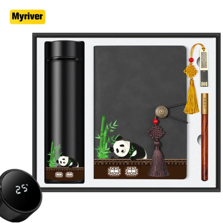 Myriver Custom Wholesale Logo A5 Journal Binder Notebook Writing Pads Planner Pu Leather Diary Gift Set For College