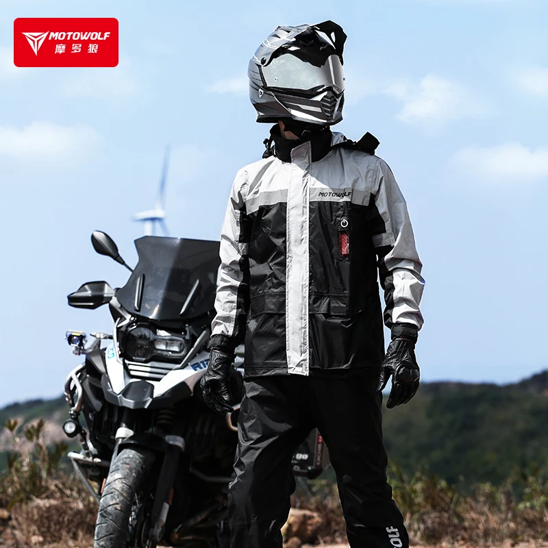 Motowolf fashion adult men with LED light double placket double cuffs hat waterproof jacket rain ponchos