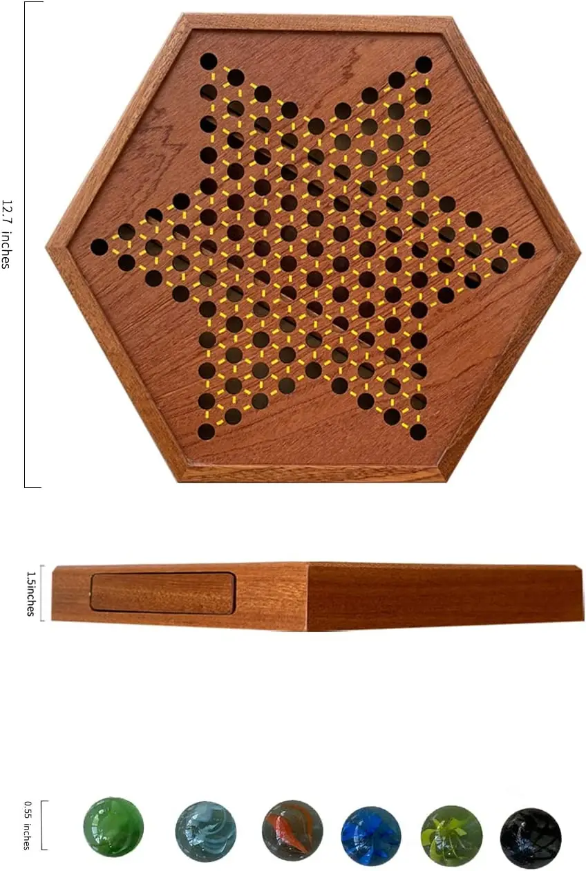 TALKING PET STARTER Checkers Set, Wooden, Built-in drawer for Marbles