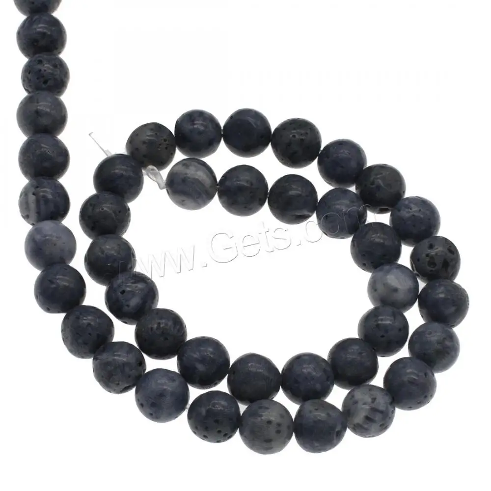 wholesale fashion Natural black coral price for jewelry making Round different size for choice dark blue Hole: 1mm 1403004