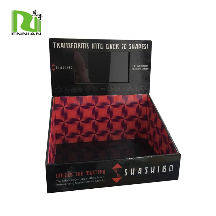 High Quality Corrugated Paper Counter Display with LCD Screen for Balls Retailing