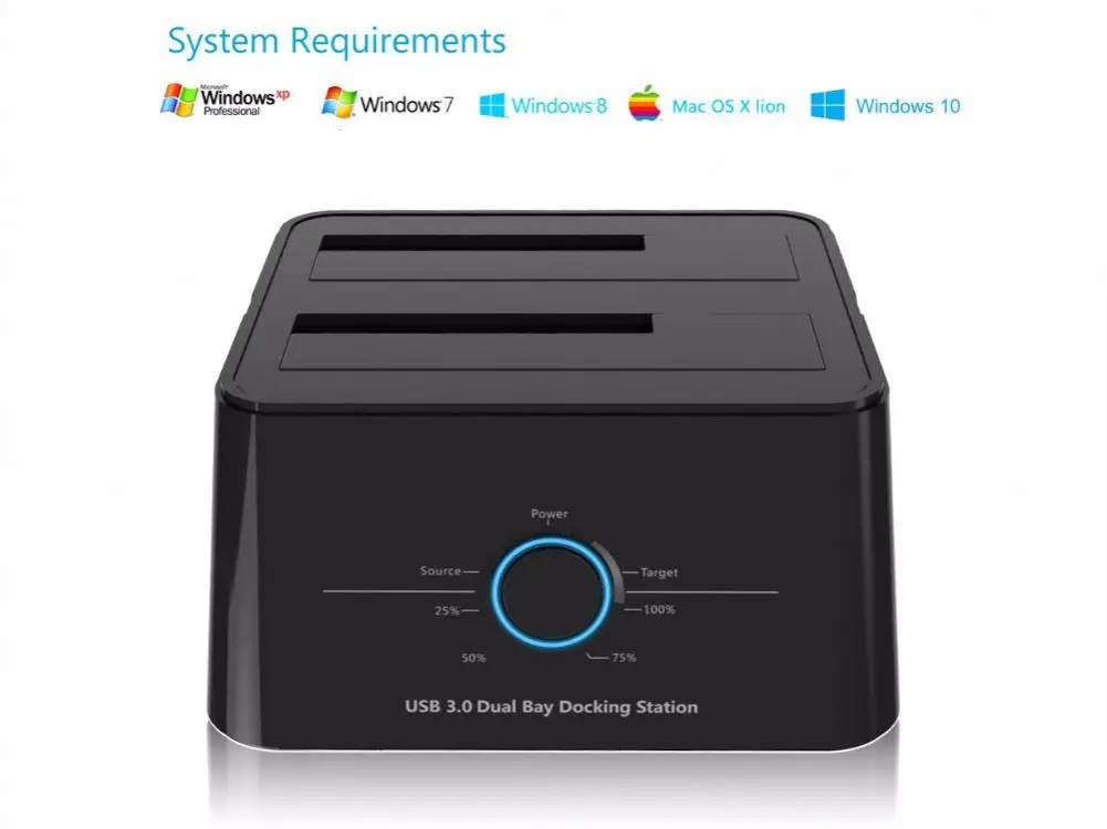 High Speed USB 3.0 Dual Bay all in 1 hdd docking station